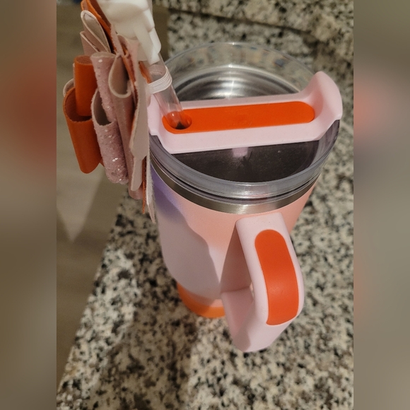 Stanley Purple and Orange Water Bottle with Bow and Free Halloween Slime - Picture 5 of 7